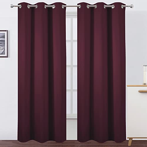 Burgundy Red Thermal Blackout Curtains (Burgundy Red / 38"W x 84"L (Pack of 2))