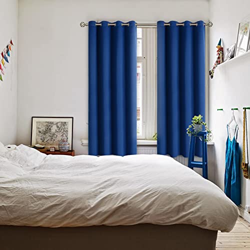 Royal Blue Blackout Curtains for Bedroom 69 Inch Long (Royal Blue / 55"W x 69"L (Pack of 2))