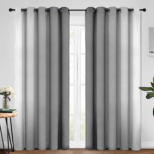 Ombre Curtains Grey and Greyish White for Living Room (62"W x 84"L (Pack of 2) / Grey)