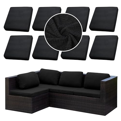 8PCS Patio Cushion Covers.Patio Furniture Couch SeatSlipcovers (Black / 8PCS)