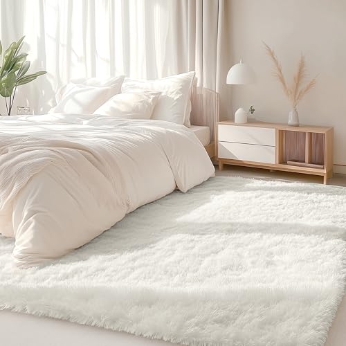 5x7 Machine Washable Large Area Rugs for Living Room (5x7 Ft / Ivory)