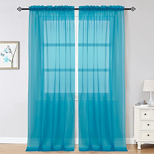 Marine Sheer Curtains 96 Inch Length (Marine / 42"W x 96"L (Pack of 2))