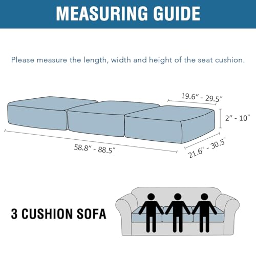 Velvet Stretch Couch Cushion Cover Plush Cushion Slipcover for Chair Loveseat Sofa Cushion Furniture Protector Seat Cushion Sofa Cover (Ivory / 3 Cushion Sofa)