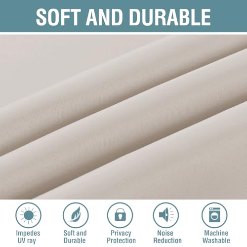 Blackout Curtain for Living Room Thermal Insulated Window Treatment Curtain Extra Long 96 inch Length Energy Saving Grommet Top Blackout Drape (52"W x 96"L (Pack of 1) / Natural)