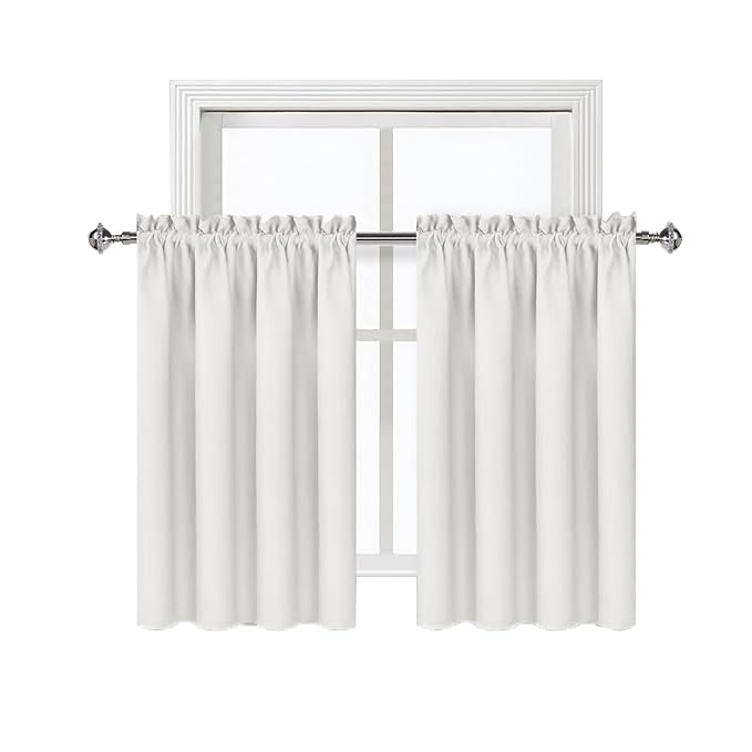 Short Blackout Curtains 52 x 36 Inch Long for Kitchen RV Bunk Ivory (Ivory / 52"W x 36"L (Pack of 2))