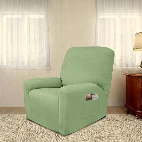 Stretc Recliner Chair Covers Fleece Soft Couch Covers for Sofa (Small Recliner Chair / Sage Green)