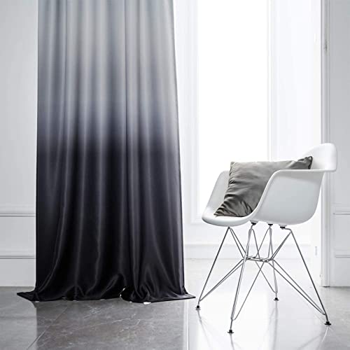 Ombre Gradient Black White to Gray Curtains for Bedroom (42"W x 63"L (Pack of 2) / Black and White)