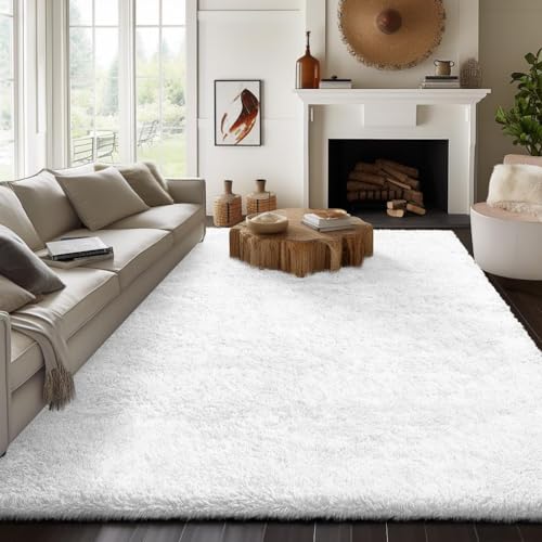 8x10 White Area Rugs for Living Room (4- White / 8' x 10' (Rectangular))