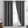 Charcoal Grey 100% Blackout Curtains 63 Inches Long 50" Wide 2 Panel (50"W x 63"L (Pack of 2) / Charcoal Grey With White Backing)