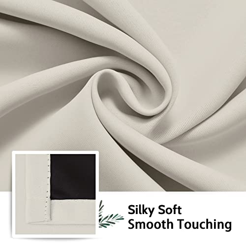 Cream 100% Blackout Curtains Room Darkening Living Room 90 Inch (Cream / 52"W x 90"L (Pack of 2))