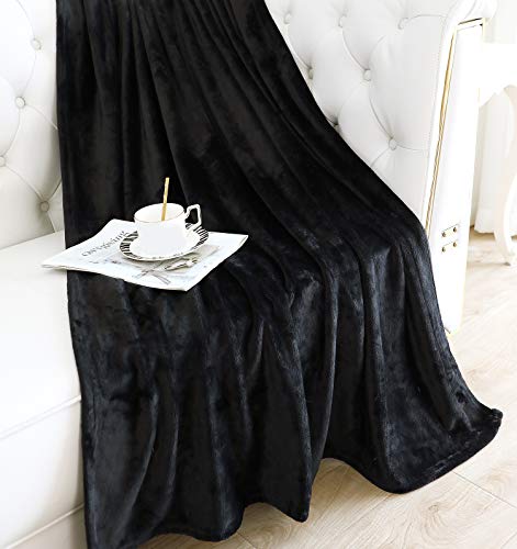 Large Flannel Fleece Throw Blanket (50"x70" / Black)