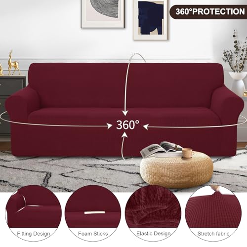 Oversized Stretch Couch Cover Slipcover (Burgundy / Xl Sofa)