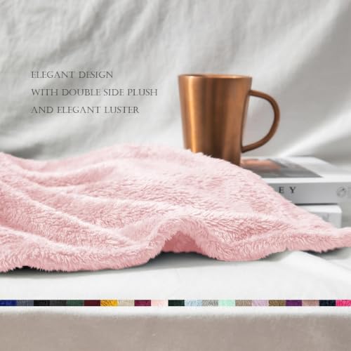 Fuzzy Plush Fleece Bed Blanket Queen Size (Light Pink / 90x90 IN)