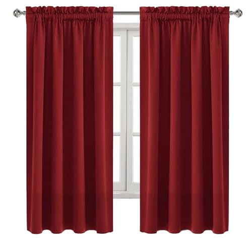 Blackout Curtains for Bedroom Living Room 52 x 63 Inch Long Burgundy (Burgundy / 52"W x 63"L (Pack of 2))