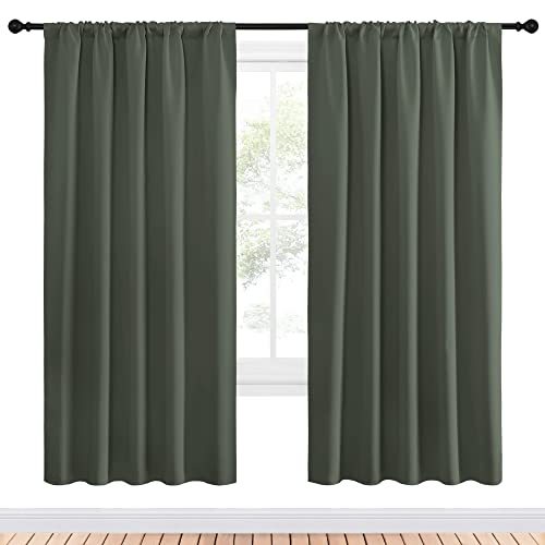 Bedroom Curtains Blackout Draperies (Dark Mallard / 52"W x 72"L (Pack of 2))