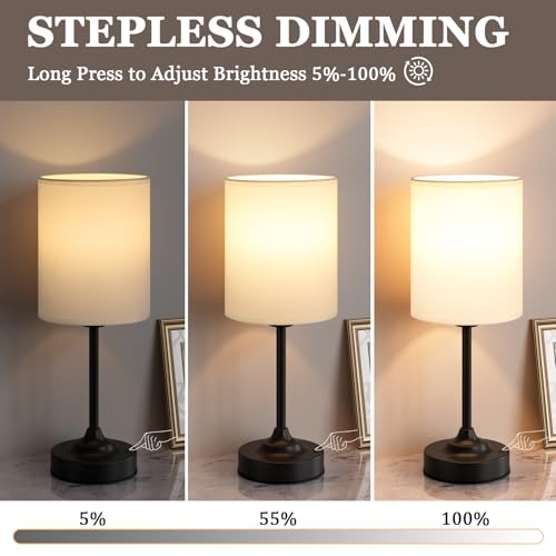 Touch Control Cordlss Table Lamp (White - Black)