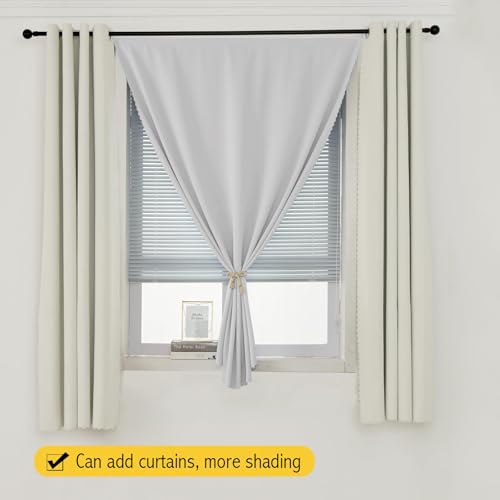 Blackout Curtains for Bedroom Sticky Curtain Blackout Window Cover Self Adhesive Curtains Rod No Drillng (59"W x 96"L (Pack of 1) / Light Grey)