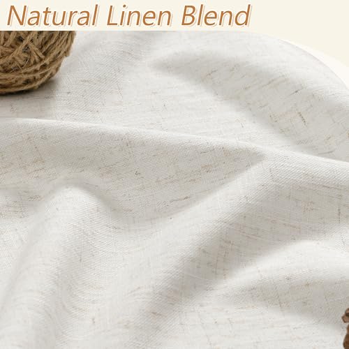Beige White 100% Blackout Linen Curtains 120 Inch Length 2 Panels Set for Living Room Bedroom Back Tab Thermal Insulated Black Out Drapes Room Darkening Farmhouse Style for Bedroom Window Curtains (Beige White / 52"W x 120"L (Pack of 2))