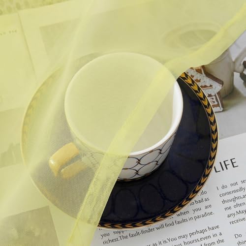 Sheer Curtains 36 inch Length 2 Panels Set (Light Yellow / 42"W x 36"L (Pack of 2))