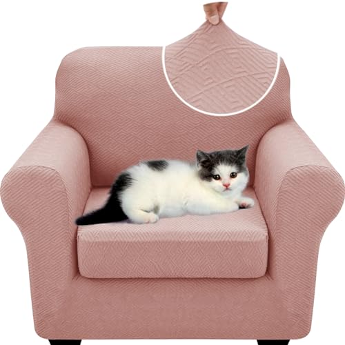 2 Piece Stretch Armchair Sofa Cover (31"-46"(1 Cushion) / Dusty Pink)