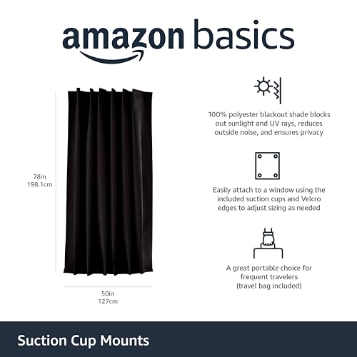 Portable Blackout Curtain Shade with Suction Cups (Black / 1-Pack)