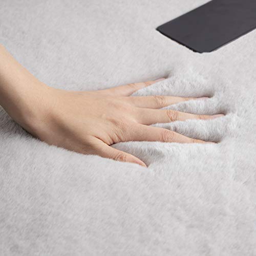 Ultra Soft Faux Rabbit Fur Chair Couch Cover Area Rug for Bedroom Floor Sofa Living Room Grey 2 x 6 Feet (2 x 6 ft / Grey)