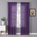 Sheer Curtain Linen Textured Bedroom Curtains Sheer Light Filtering Rod Pocket Voile Curtain for Living Room (54"W x 95"L (Pack of 2) / Royal Purple)