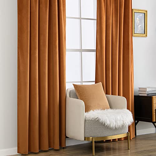 Velvet Curtains 52x96 inches 2 Panels Gold Brown Blackout Curtains (Gold Brown / 52"W x 96"L (Pack of 2))