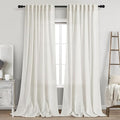 Beige White Linen Curtains for Living Room 98 Inches Long Back Tab and Rod Pocket Light Filtering Semi Sheer Curtain Rustic Farmhouse Decor Luxury Drapes for Bedroom Office 52x98 (52"W x 98"L (Pack of 2) / Beige White)