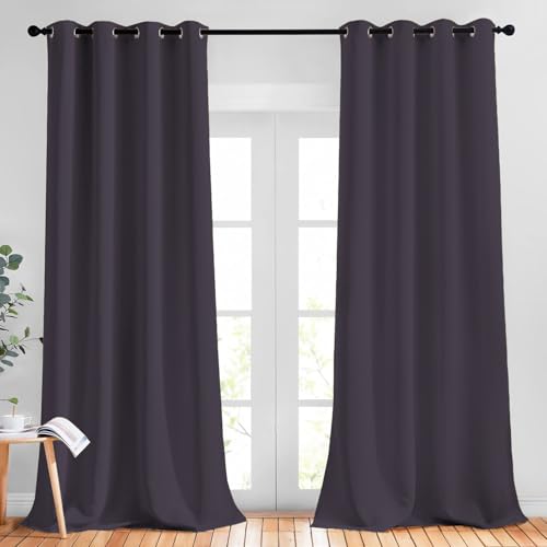 Thick Blackout Curtain and Drapes (Greyish Purple / 52"W x 120"L (Pack of 2))