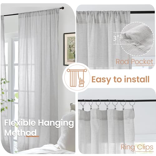 Curtains 84 Inch Length 2 Panels Set for Living Room (Light Grey / 42"W x 84"L (Pack of 2))