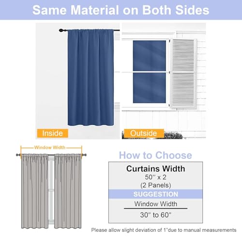 Ava Royal Blue Short 36 Inches Blackout Curtain 2 Panels Set (Royal Blue / 40"W x 36"L (Pack of 2))