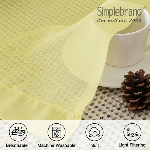 Light Yellow Short Sheer Curtains 45 Inch Length for Small Windows (Light Yellow / 42"W x 45"L (Pack of 2))