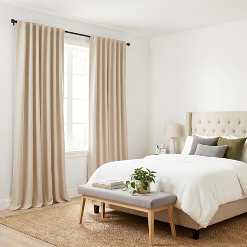 Black Out Curtains 84 inch Long 2 Panels Burg for Living Room (Biscotti Beige / 52"W x 84"L (Pack of 2))