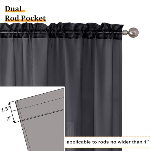 Black Sheer Curtains 90" Long for Living Room Windows (42"W x 90"L (Pack of 2) / Black)