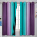 Ombre Teal and Purple Blackout Curtains for Kids Bedroom (Purple and Teal / 52"W x 63"L (Pack of 2))