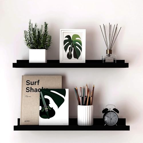 Black Floating Shelves for Wall Decor (Black / 23.6in)
