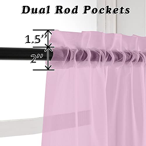Light Pink Sheer Window Valance Curtains (Light Pink / 42"W x 14"L (Pack of 2))