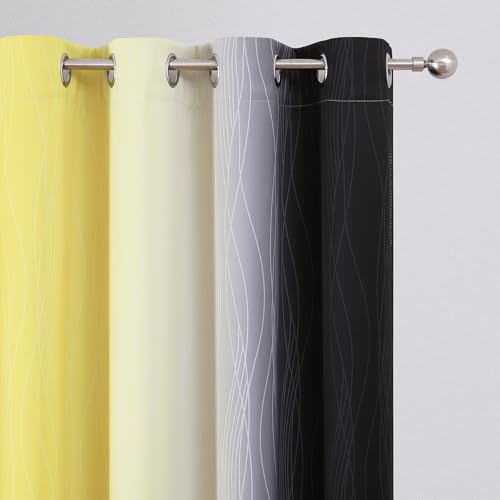 Black and Yellow Ombre Blackout Curtains 96 Inches Long (Black and Yellow / 52"W x 96"L (Pack of 2))