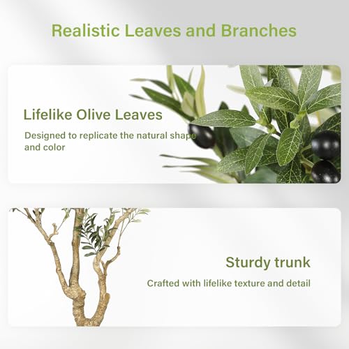 Olive Trees Artificial Indoor 7ft with Thick Trunk (7ft)