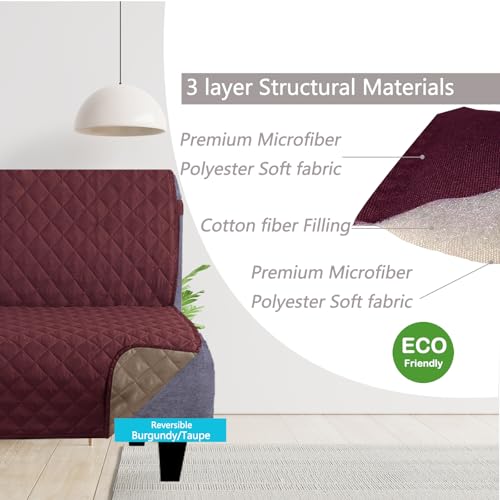 Futon Sofa Covers 68''Armless Couch Cover (Burgundy/Tan / 68''futon)