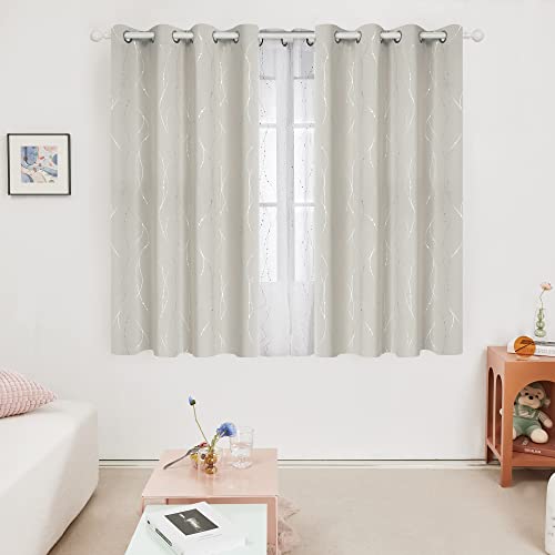 Living Room Curtains 45 Inches Long (Light Beige/Wave Dots / 52"W x 45"L (Pack of 2))