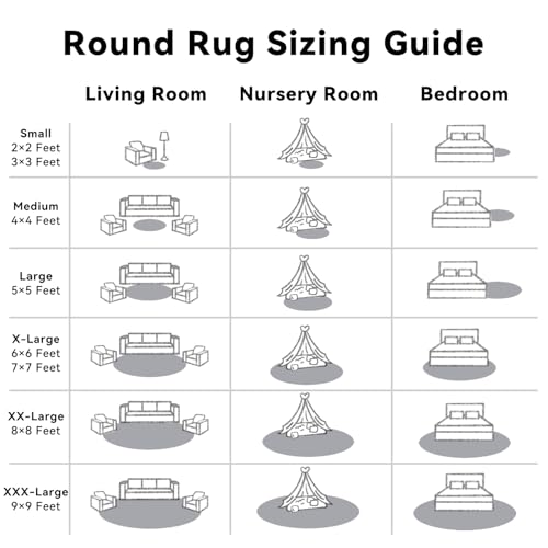 Grey Round Rugs for Bedroom (9 Ft Round / Grey)