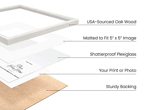 Solid Oak Wood 10”x10” Picture Frames Matted to 5”x5” Set of 6 (Set of 06 / White Oak / 10x10 in)