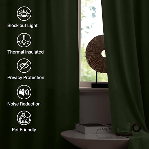 Soft Velvet Sage Green Curtains 96 inches Long Rod Pocket (Green Series - Sage Green / 42"W x 96"L (Pack of 2))