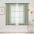 Sage Green Window Sheer Curtains 45 Inches Length (42"W x 45"L (Pack of 2) / Sage Green)