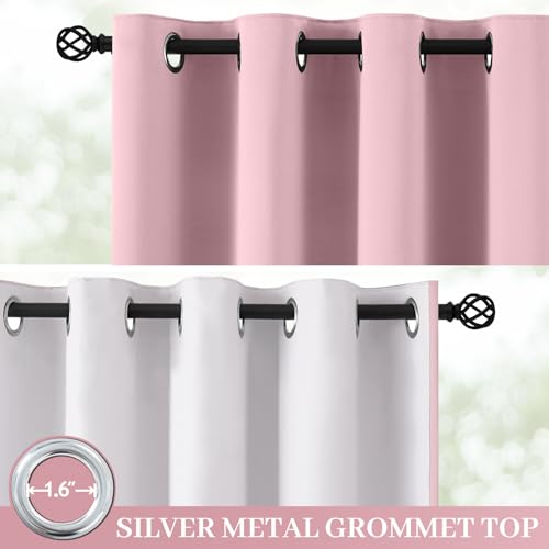 Pink 100% Blackout Curtains 84 Inches Long for Bedroom 40" Wide (40"W x 84"L (Pack of 2) / Pink With White Backing)
