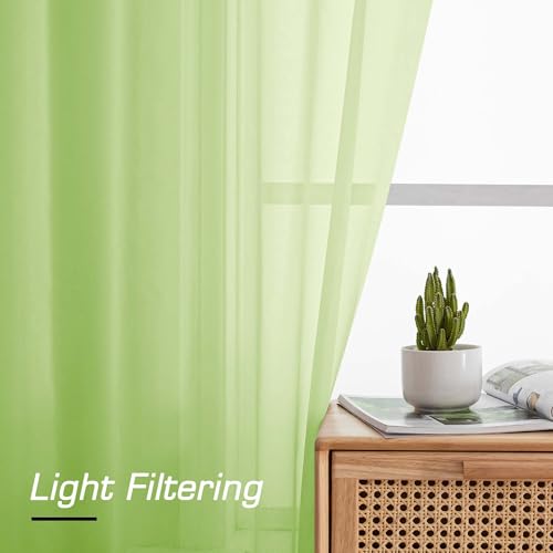 Lime Short Sheer Curtains 45 Inch Length for Small Windows (Lime / 42"W x 45"L (Pack of 2))