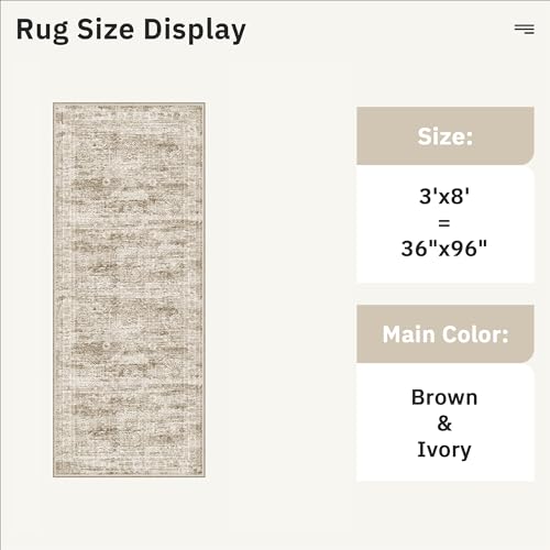 Washable Kitchen Runner Rug 3x8 Hallway Entry Rugs Non (Brown / 3' x 8' (Runner))