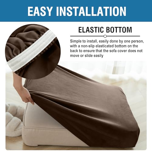 Couch Cover Stretch Velvet Sofa Cushion Cover 3 (Coffee / 3PC Seater or Backrest)